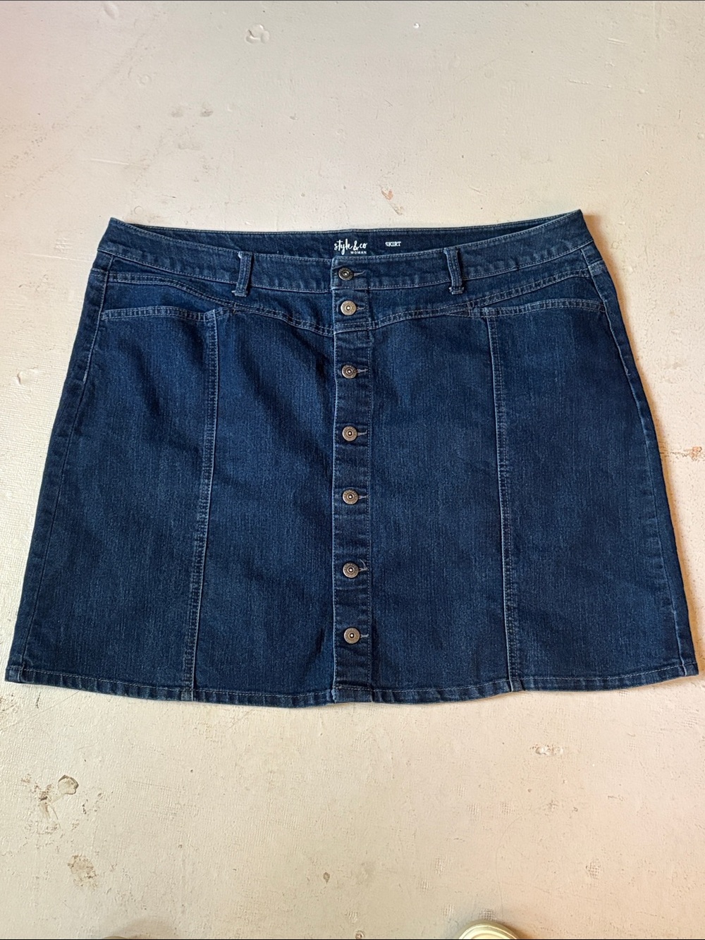 Style & Co. Dark Blue Button-Front Denim Mini Skirt